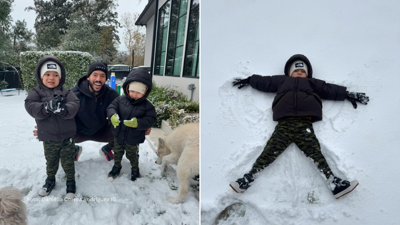 Carlos Correa disfruta la nieve con su familia en Houston (+FOTOS) Carlos Correa junto a sus hijos en la nieve