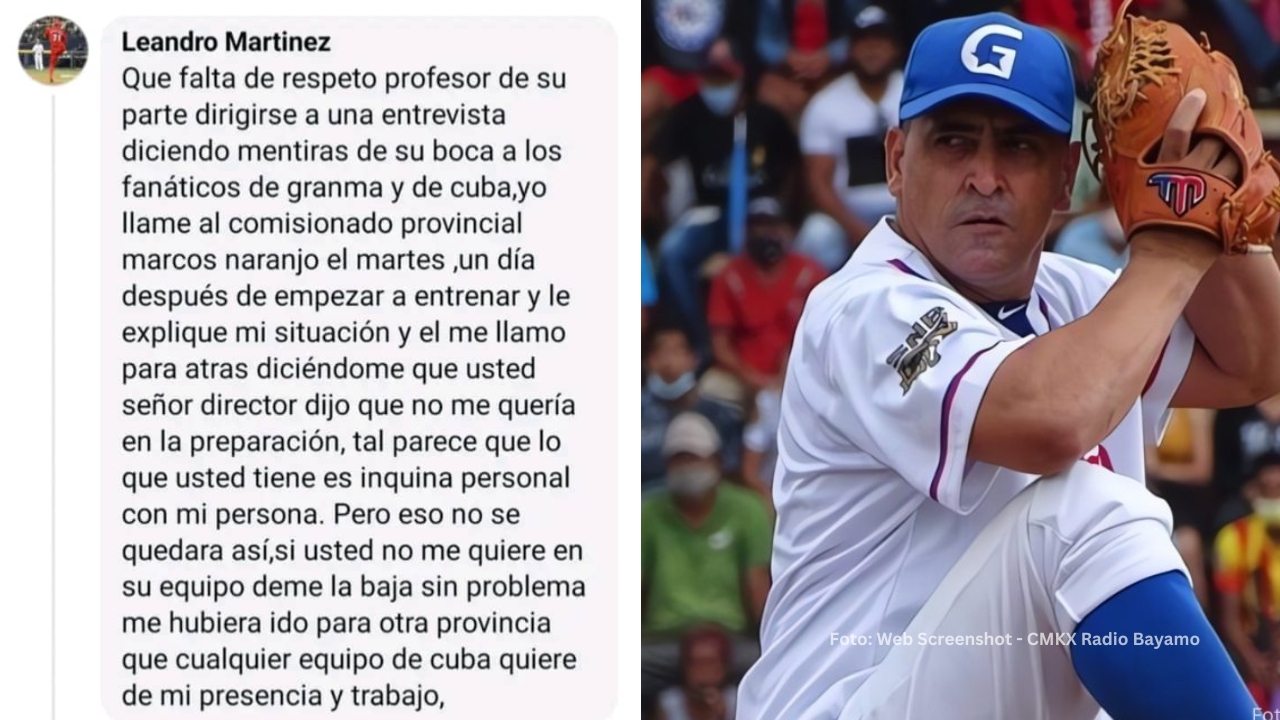 Escándalo en beisbol cubano: Leandro Martínez enciende redes contra manager de Granma Leandro Martínez lanzando. Beisbol Cubano