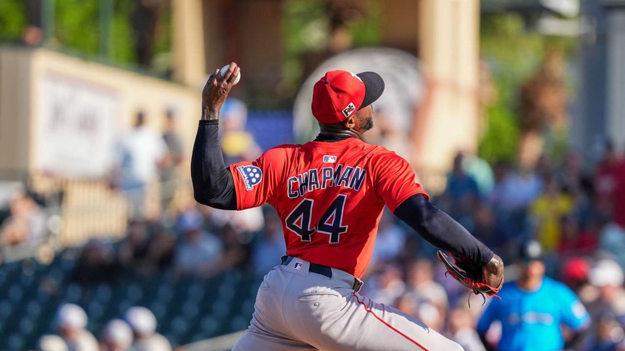 Aroldis Chapman lanza perfecto con 3 ponches ante Detroit Aroldis Chapman con Boston Red Sox.