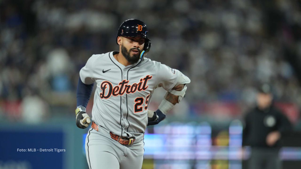 Gleyber Torres queda fuera por lesión de MLB 2025 Gleyber Torres con el uniforme de Detroit Tigers