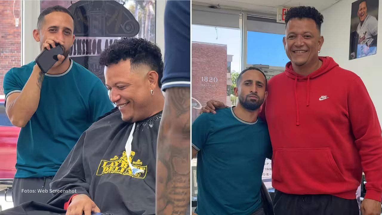 El barbero venezolano, Diuber Díaz, tuvo la oportunidad de conocer a uno de los íconos más grandes del béisbol: Miguel Cabrera.