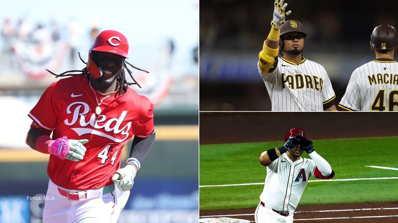 Elly De La Cruz, Luis Arráez y Eugenio Suarez en MLB