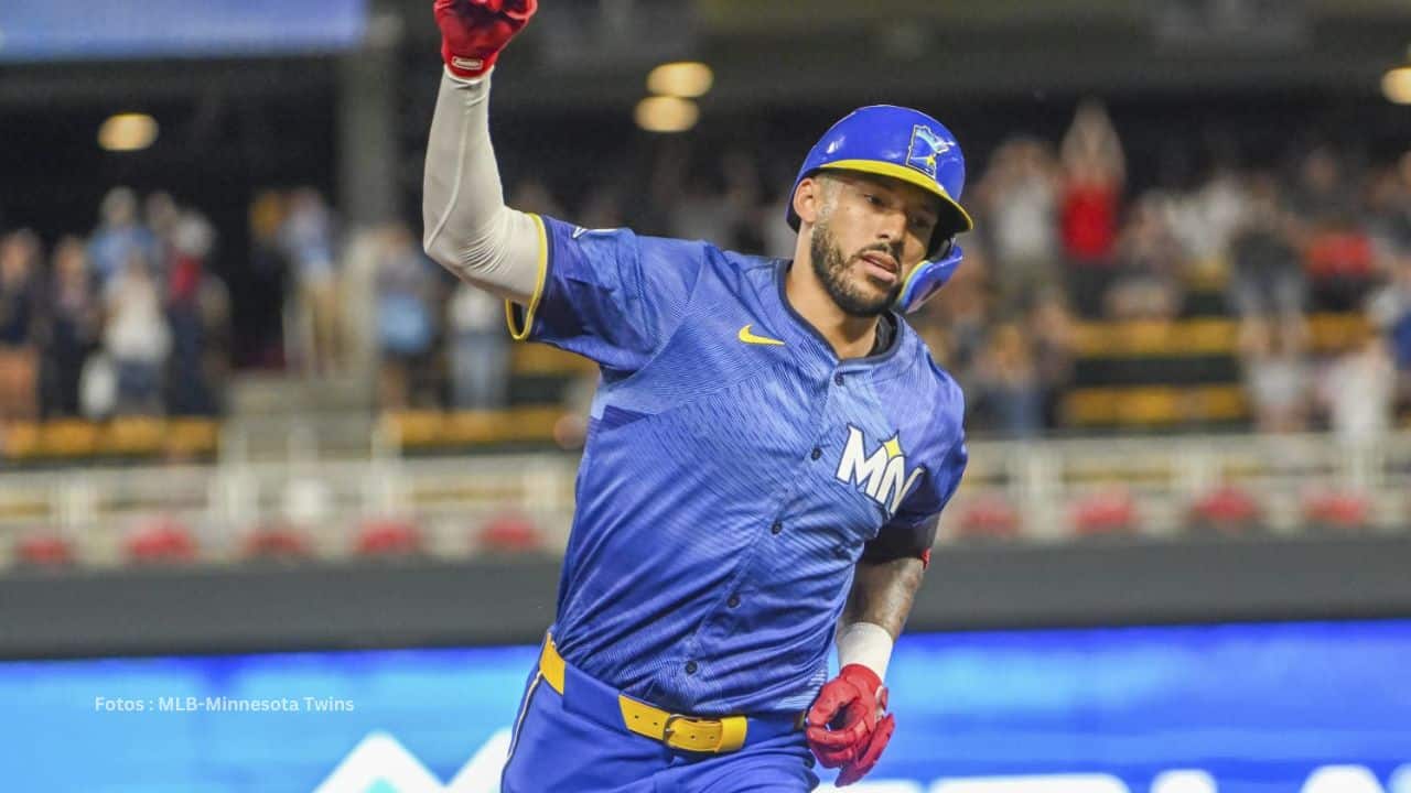 El boricua Carlos Correa, fue oportuno con el madero y precisó el lanzamiento ideal para hacerle swing.
