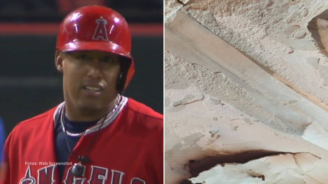 Según sus publicaciones, Yunel Escobar ha vivido durante casi cuatro años bajo un techo colapsado.