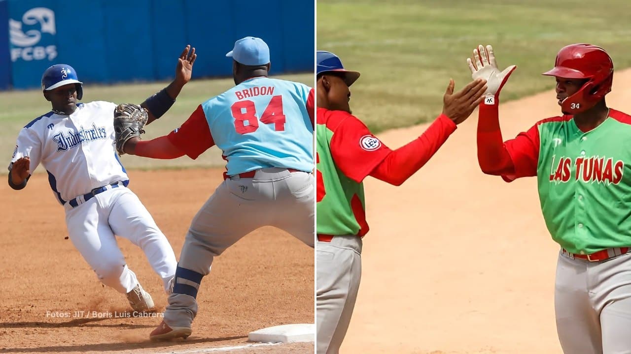 Jugador de Industriales puesto out y equipo de las tunas celebra la victoria
