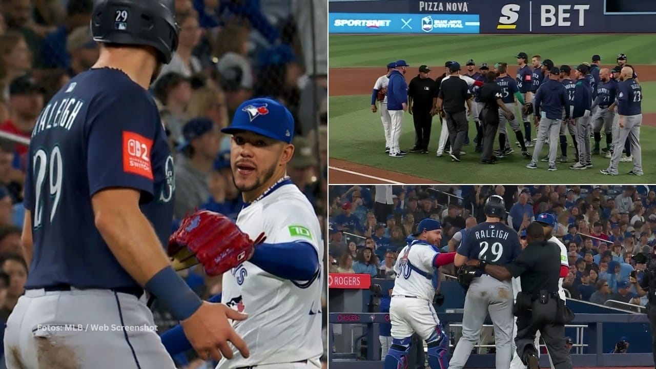 Jose Berrios y Cal Raleigh discuten y se vacian las bancas en el Toronto Blue Jays vs Seattle Mariners