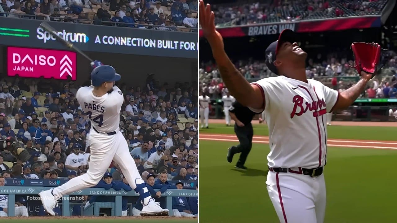 Andy Pages bateando con Los Angeles Dodgers y Raisel Iglesias con Atlanta Braves. Resumen Cubanos en MLB