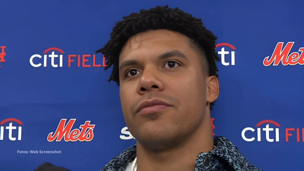Juan Soto en una entrevista después del juego ante New York Yankees