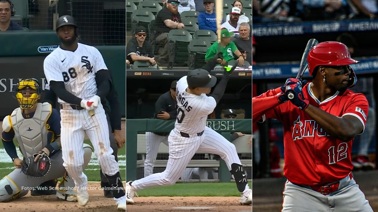 Luis Robert Jr. y Miguel Vargas bateando con Chicago White Sox y Jorge Soler con Los Angeles Angels. Cubanos en MLB