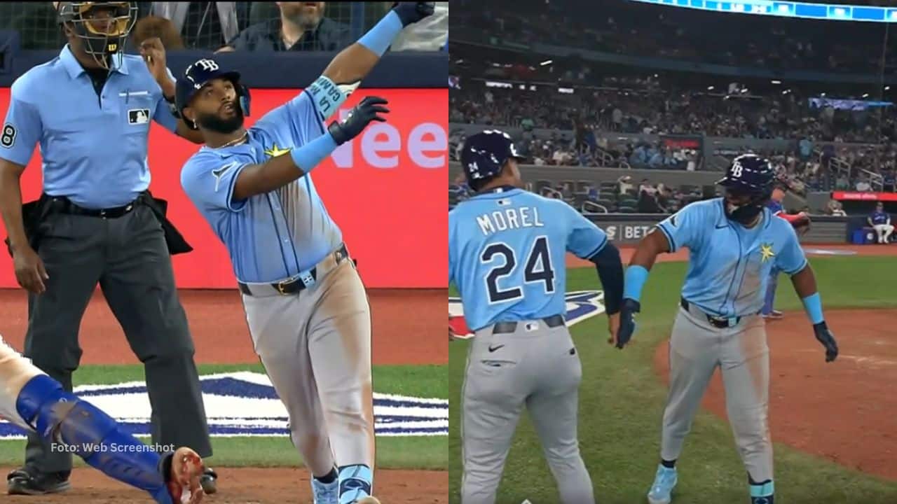 Junior Caminero bateando con Tampa Bay