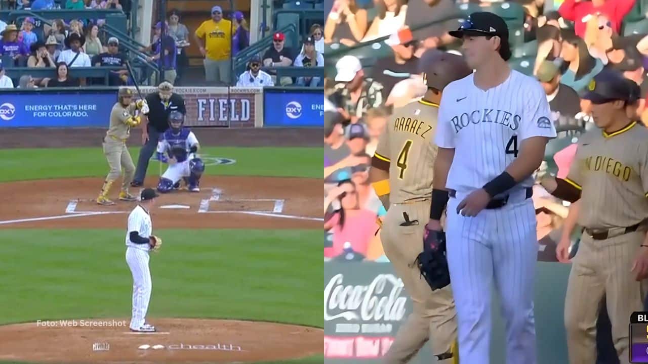Luis Arráez bateando en Colorado